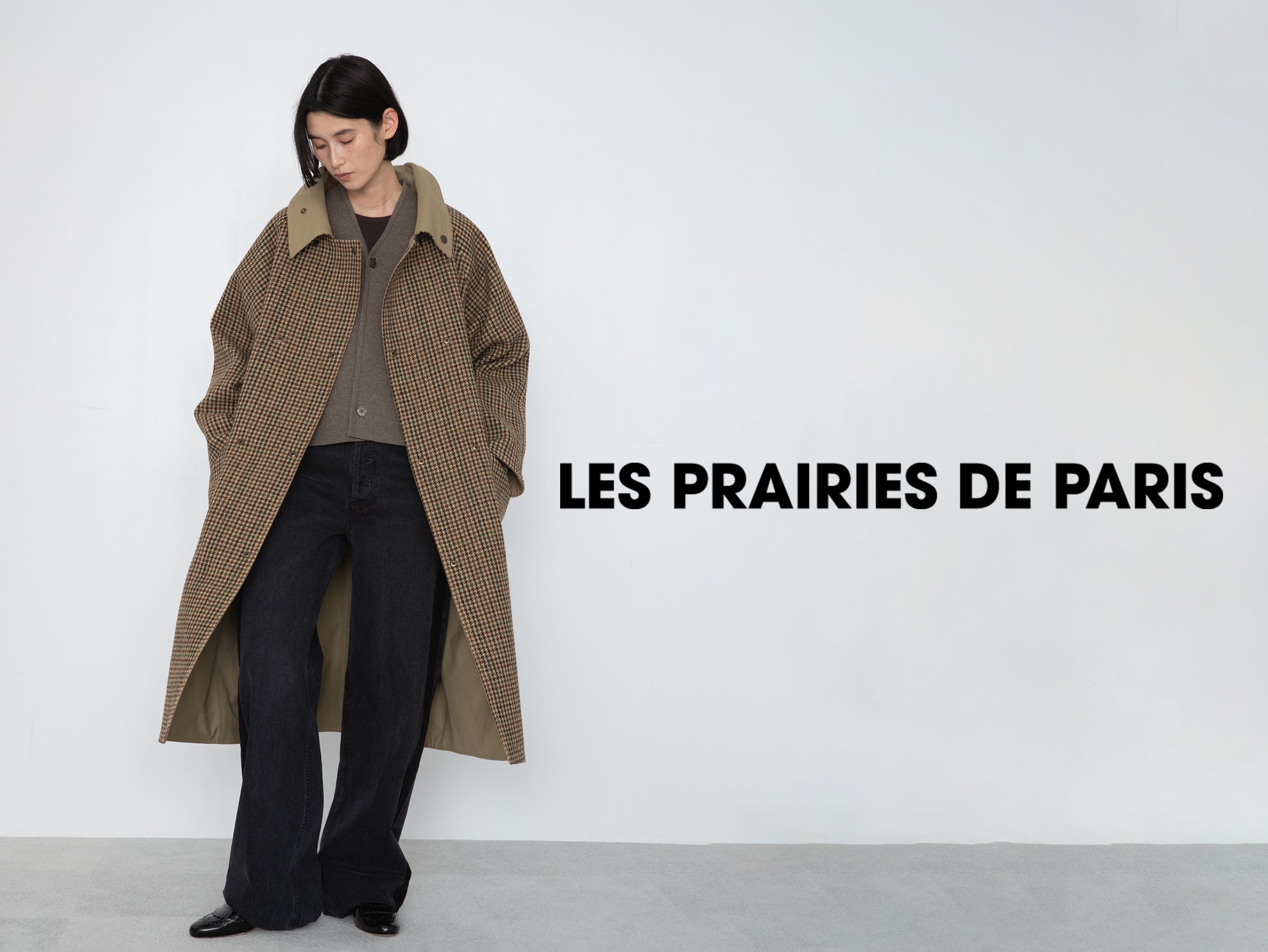 【Les Prairies de Paris】チェック柄デザインコート Les Prairies de Paris】チェック柄デザインコート