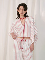 sana | tassel blouse (herringbone stripe)