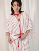 sana | tassel blouse (herringbone stripe)