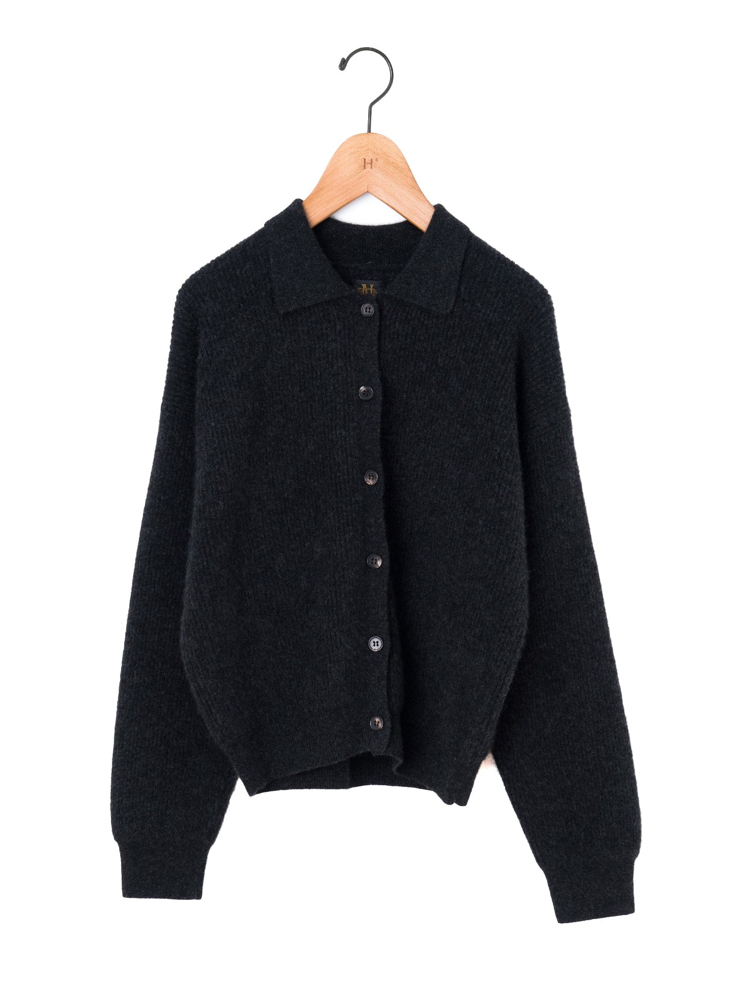 BATONER | カシミヤフォックス ポロカーディガン – H+HELIOTROPE