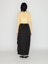 BOWTE | コットンシルク ウォッシュドサテン タックドエッグ マキシスカート