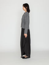 BATONER | ソリッドウールリブクルーカーディガン