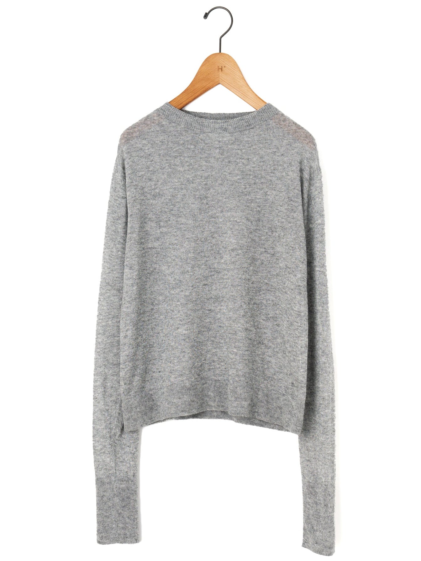enrica(￥39600)ライトグレー　カシミヤ　ニット日本製 enrica | カシミヤシルク丸首プルオーバーニット – H+HELIOTROPE