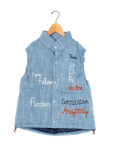KURO | EMBROIDERED DENIM DOWN VEST 964200