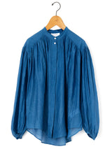 enrica | シルクインディゴギャザーシャツ