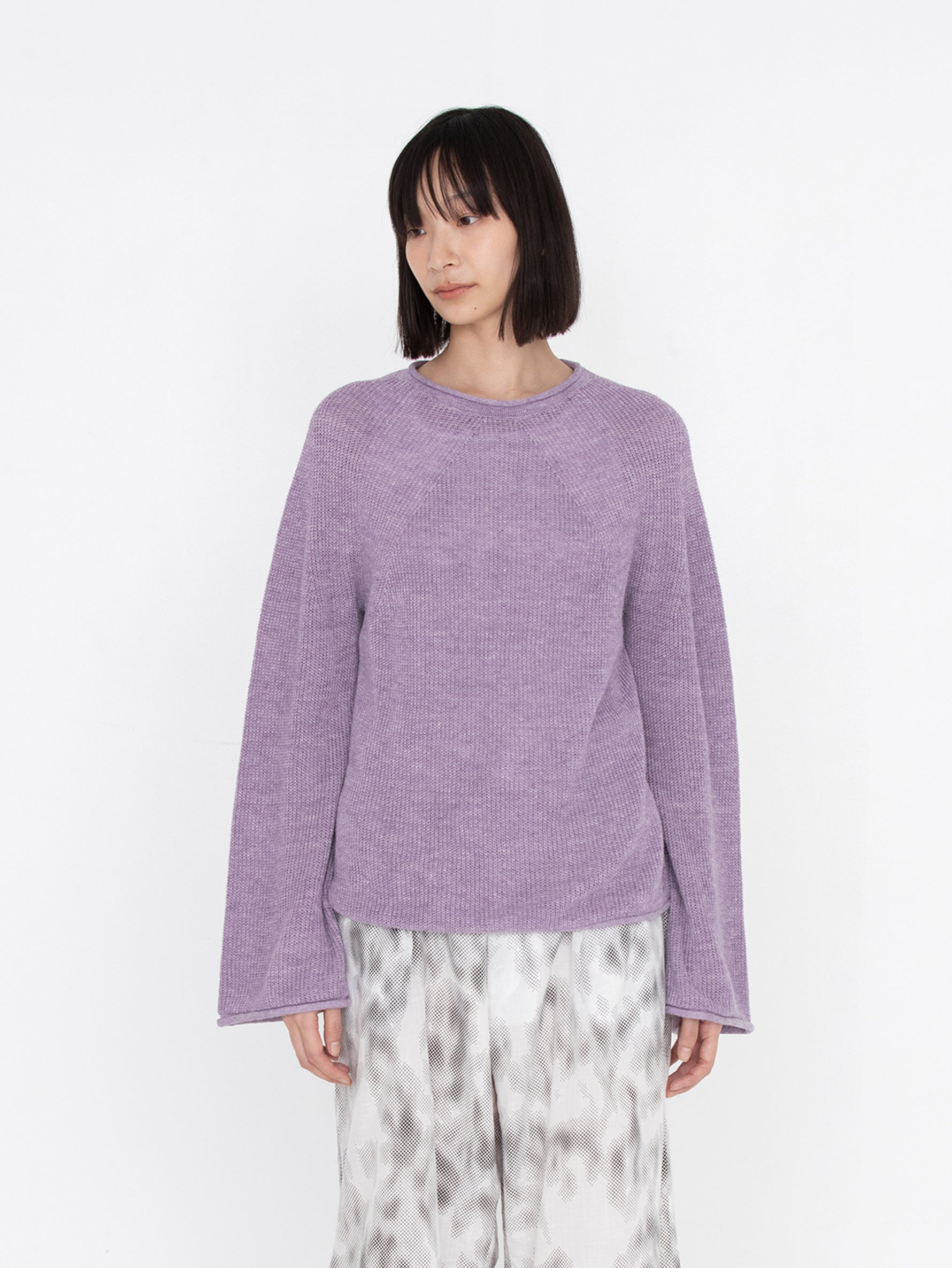 BATONER | WASHED HIGH COUNT LINEN SIGNATURE ROLL NECK BN-25SL-024