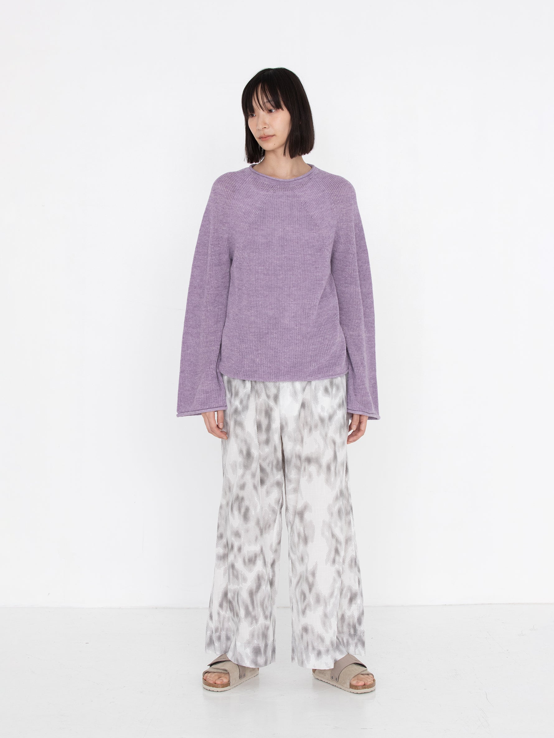 BATONER | WASHED HIGH COUNT LINEN SIGNATURE ROLL NECK BN-25SL-024