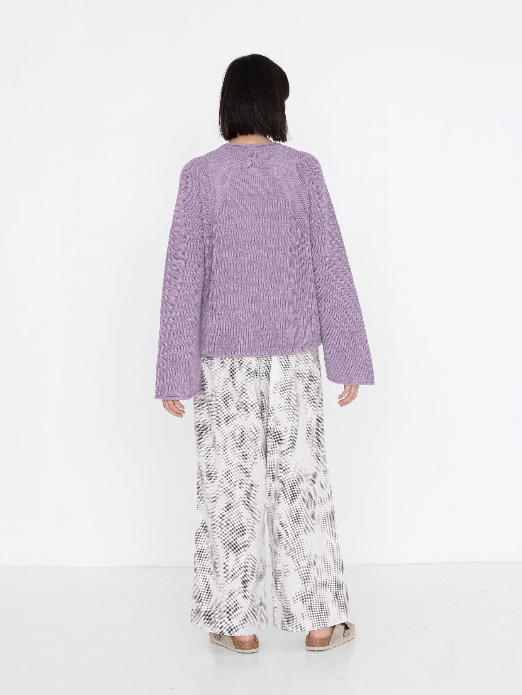 BATONER | WASHED HIGH COUNT LINEN SIGNATURE ROLL NECK BN-25SL-024