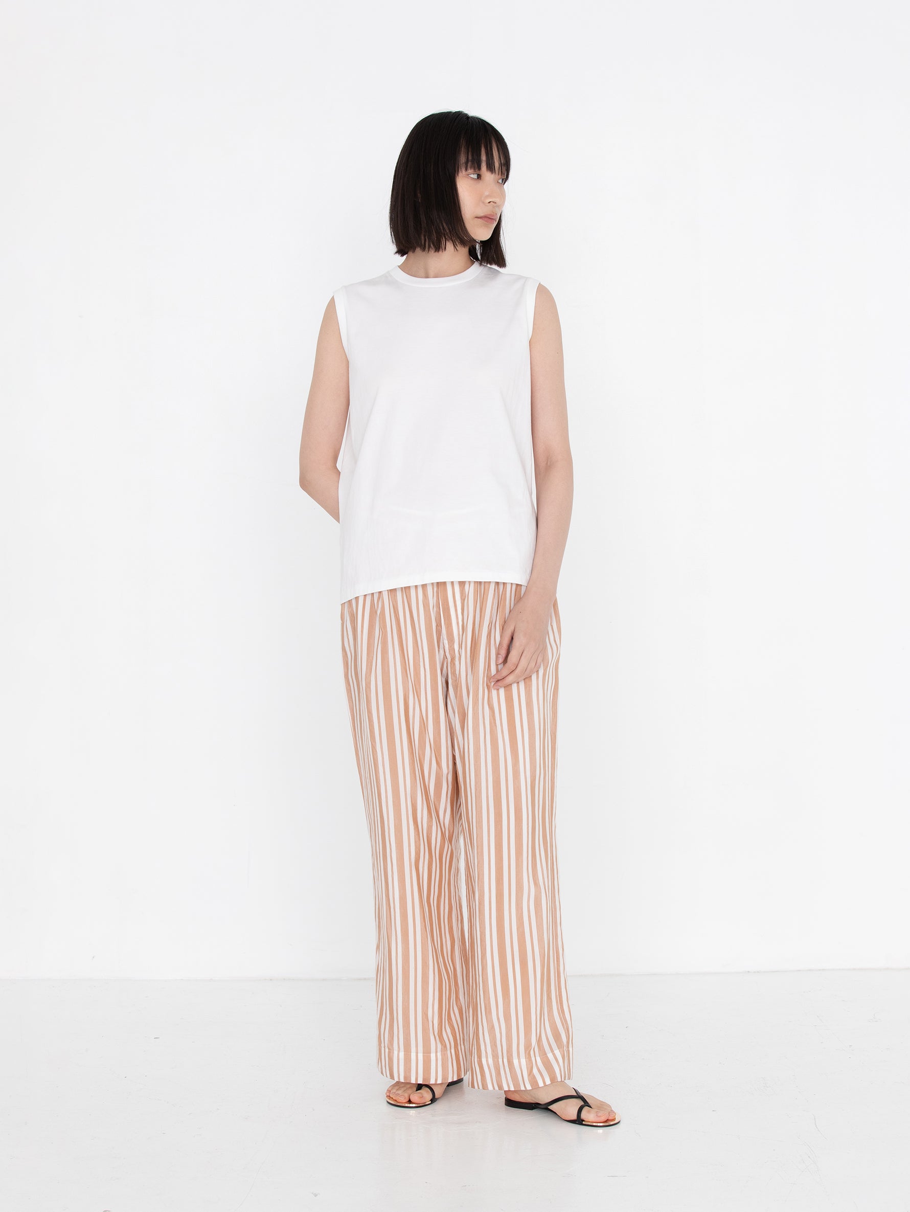 enrica | コットンシルクストライプパンツ
