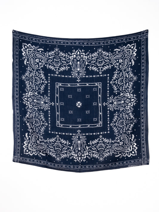 manipuri | <別注 コットンシルクストール>メドウバンダナ NAVY×white 0161333800