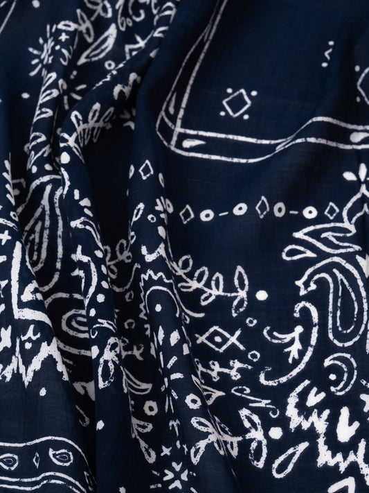 manipuri | <別注 コットンシルクストール>メドウバンダナ NAVY×white 0161333800