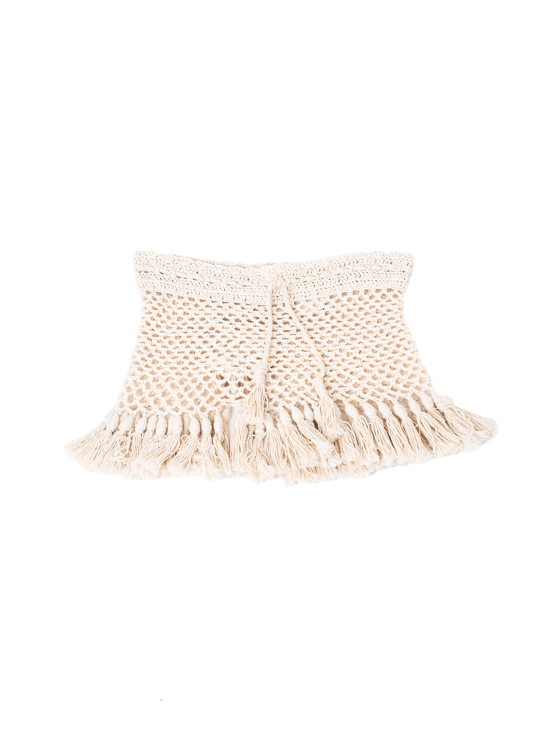 MAYDI | ENSEMBLE Simple net stitch crochet fringed Mini Skirt(For Women)