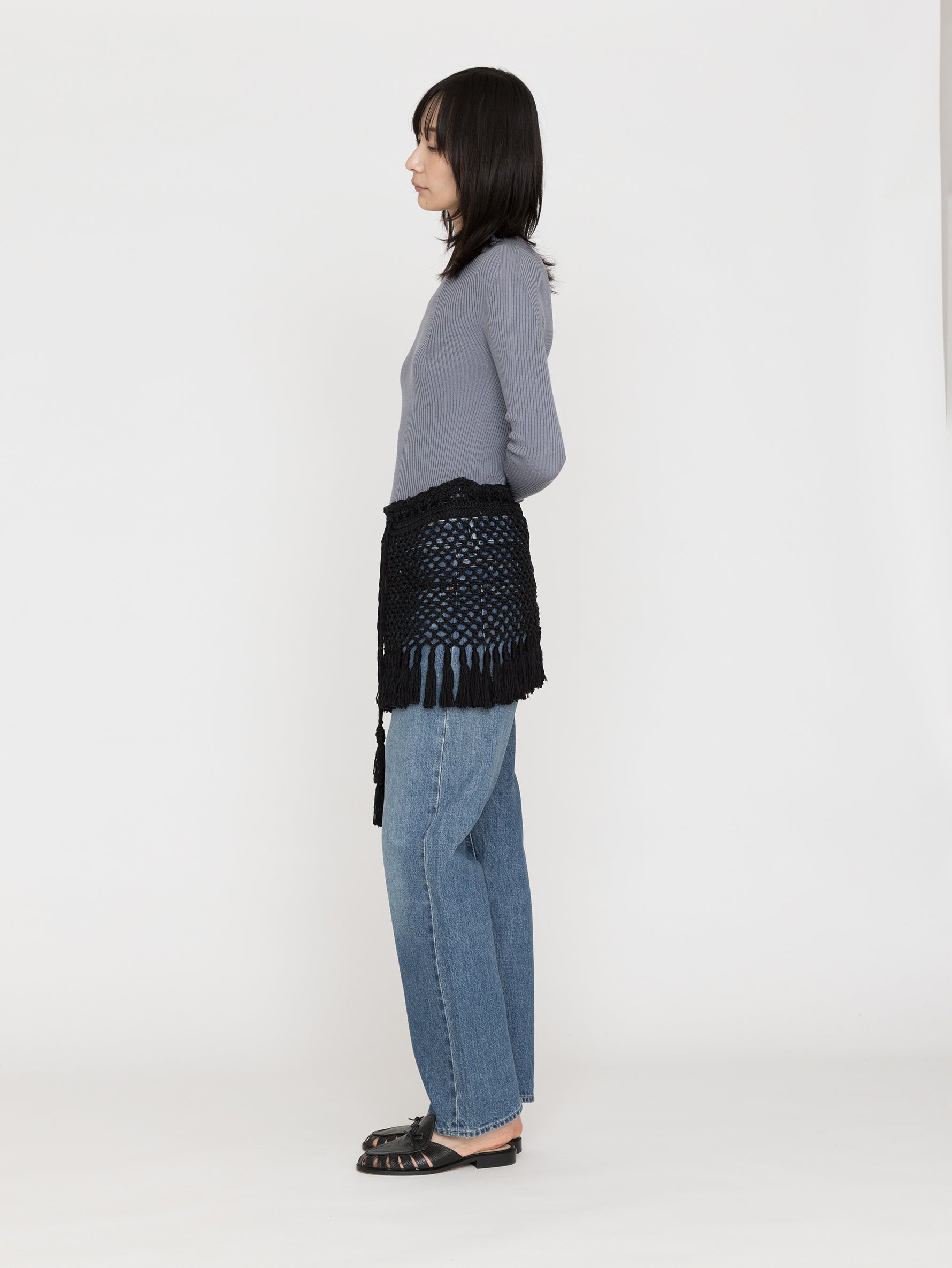 MAYDI | ENSEMBLE Simple net stitch crochet fringed Mini Skirt(For Women)