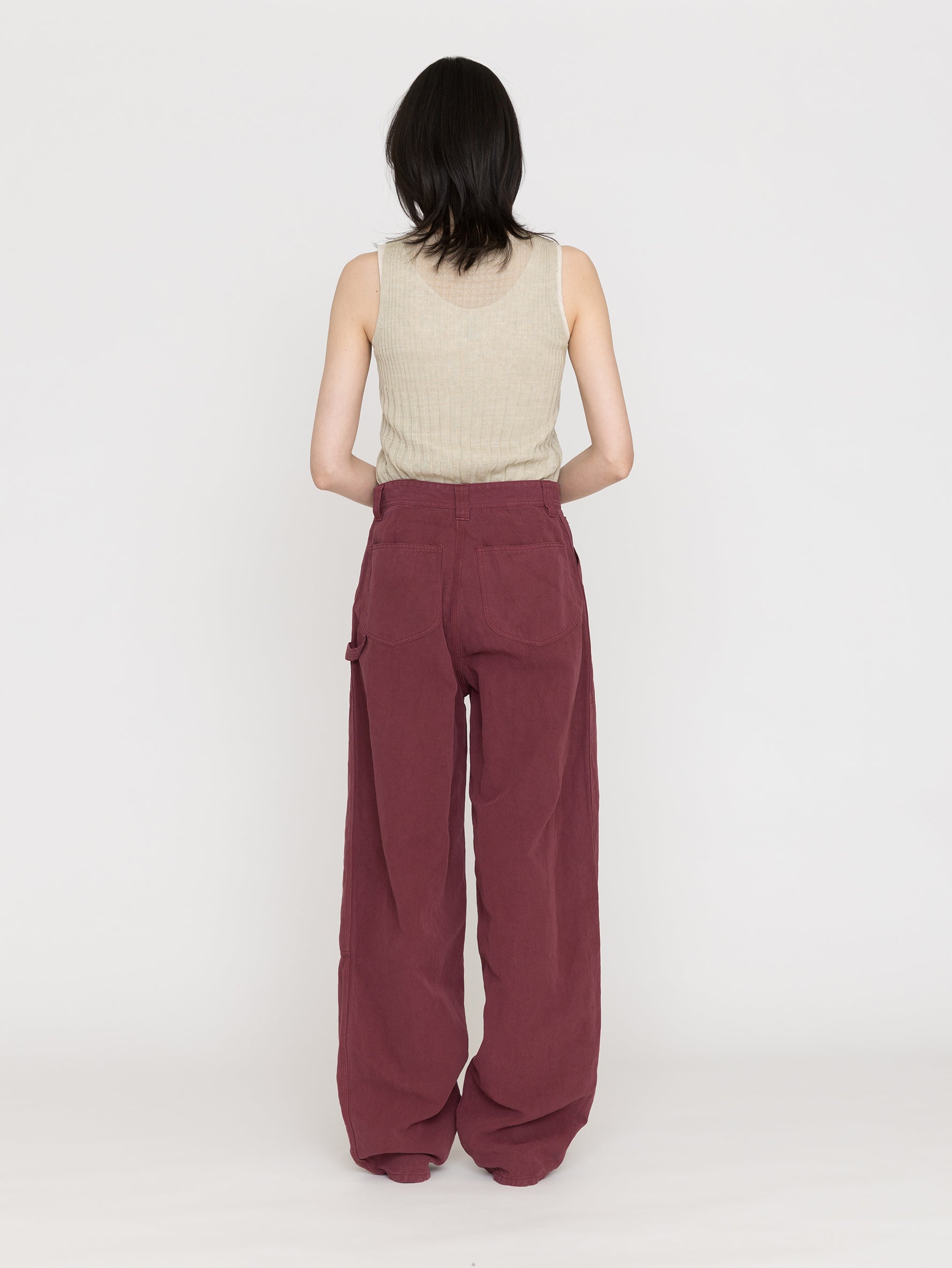 BOWTE | COTTON LINEN BOILE PIECE DYED DOUBLE KNEE PANTS 261-04-0003