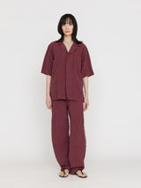 BOWTE | COTTON LINEN BOILE PIECE DYED OPEN COLLAR SHIRTS 261-01-0005