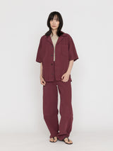 BOWTE | COTTON LINEN BOILE PIECE DYED OPEN COLLAR SHIRTS 261-01-0005