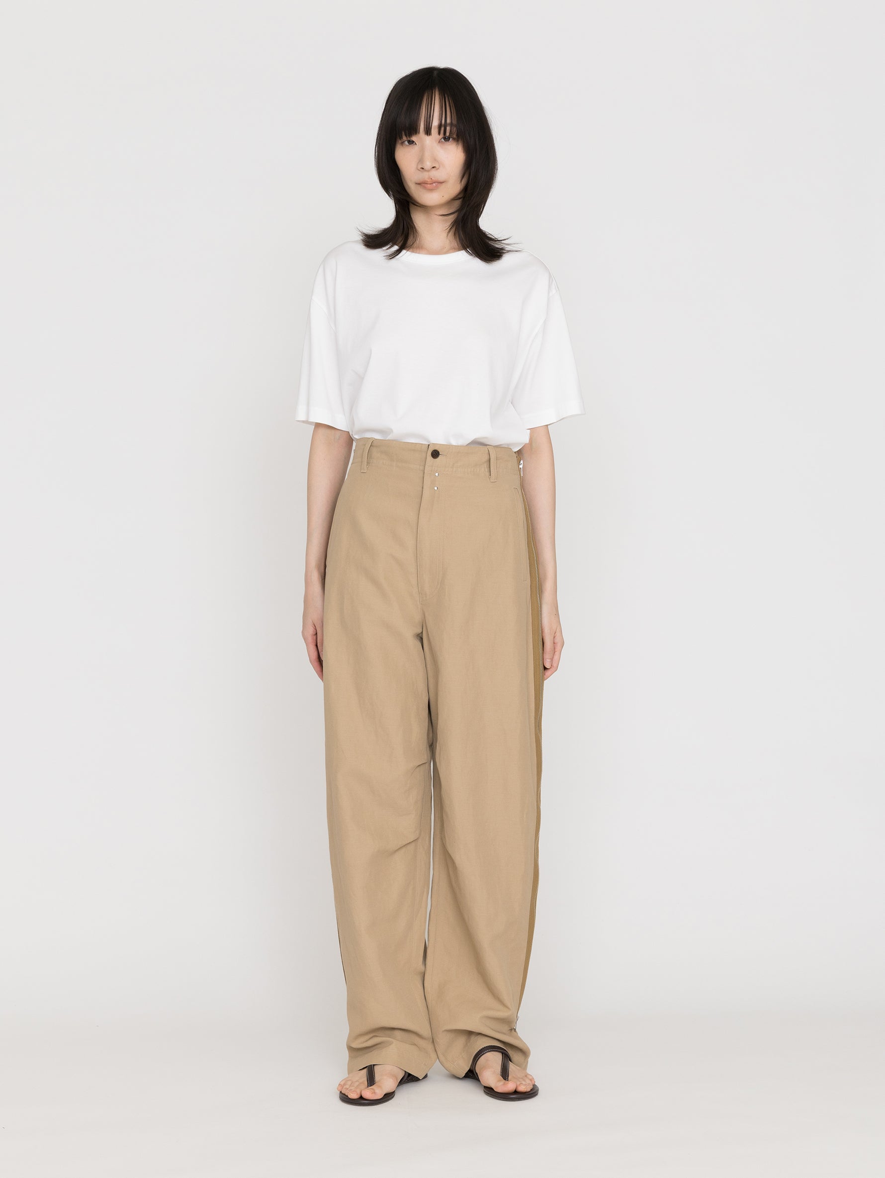 BOWTE | COTTON LINEN BOILE ZIP DETAIL CURB PANTS 261-04-0007