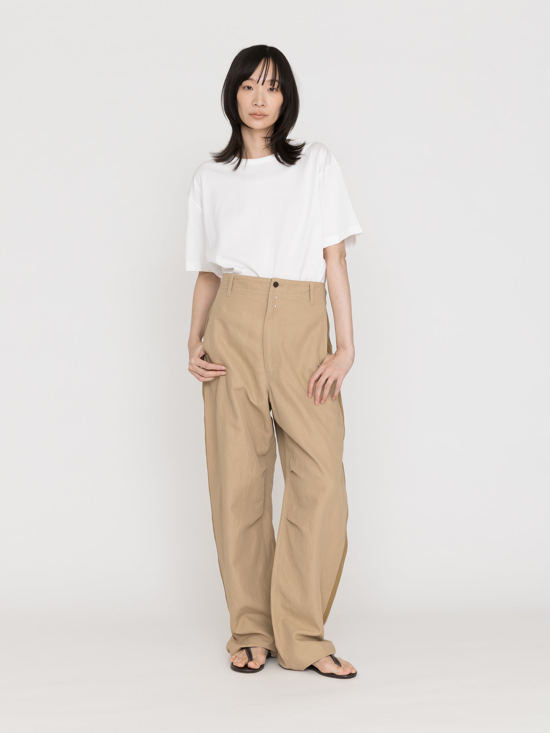 BOWTE | COTTON LINEN BOILE ZIP DETAIL CURB PANTS 261-04-0007