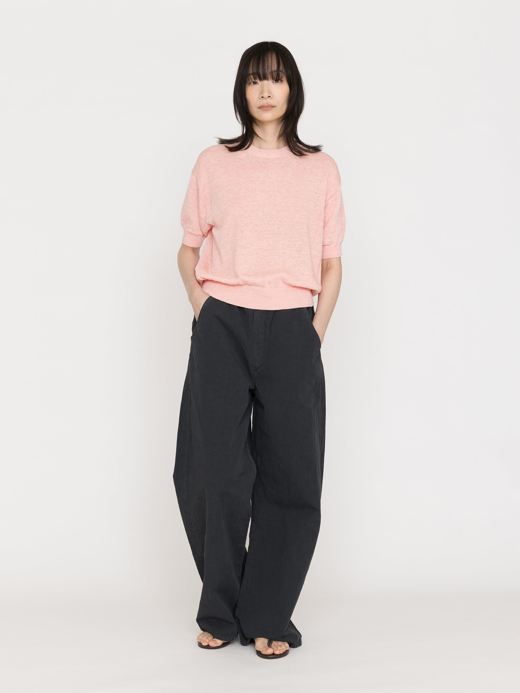 BATONER | WASHED HIGH COUNT LINEN CREW NECK SHORT SLEEVE BN-26SL-016