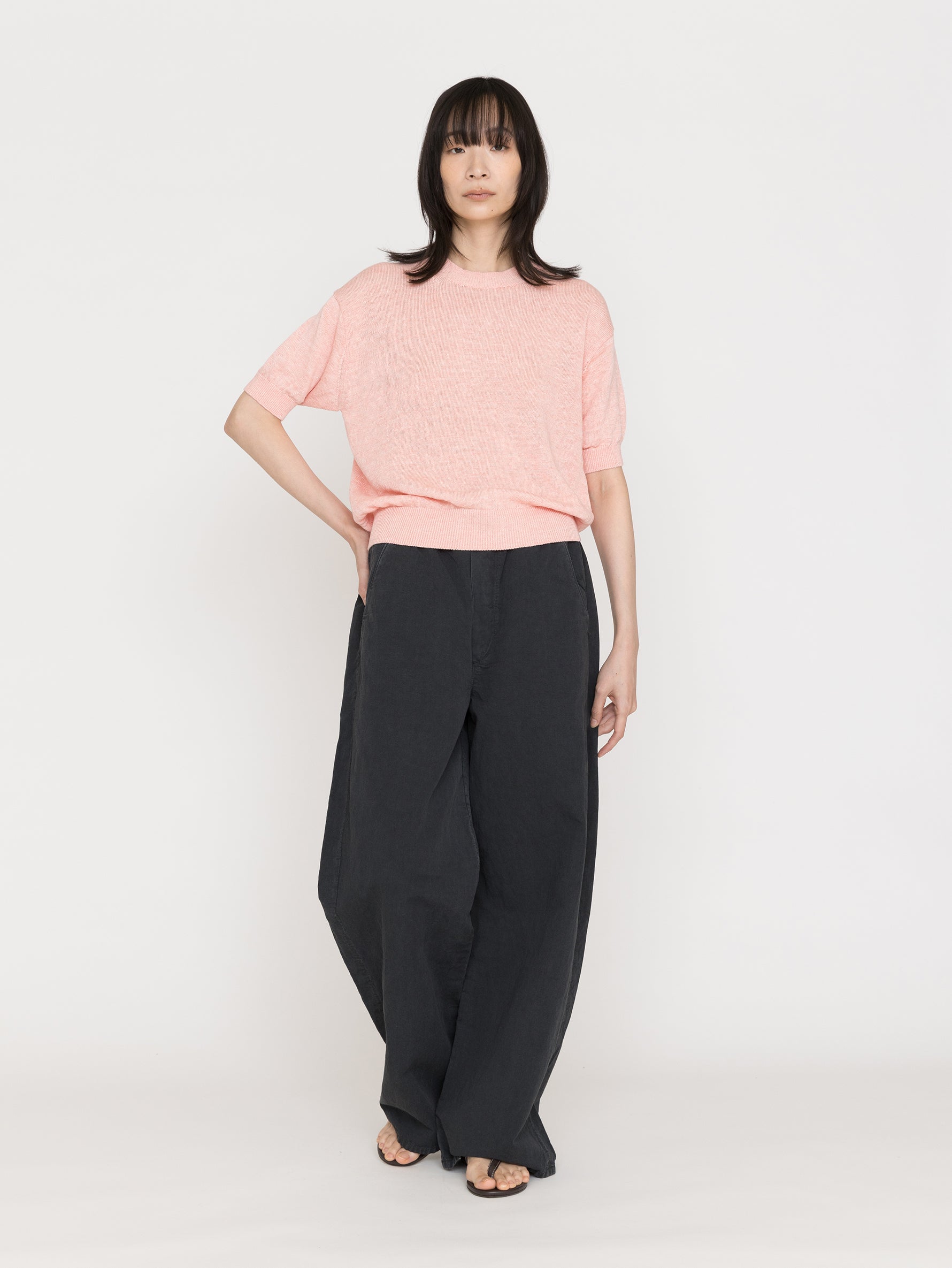 BATONER | WASHED HIGH COUNT LINEN CREW NECK SHORT SLEEVE BN-26SL-016
