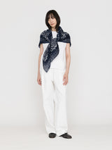 【予約商品】manipuri | <別注 コットンシルクストール120>メドウバンダナ NAVY×white 0161333800