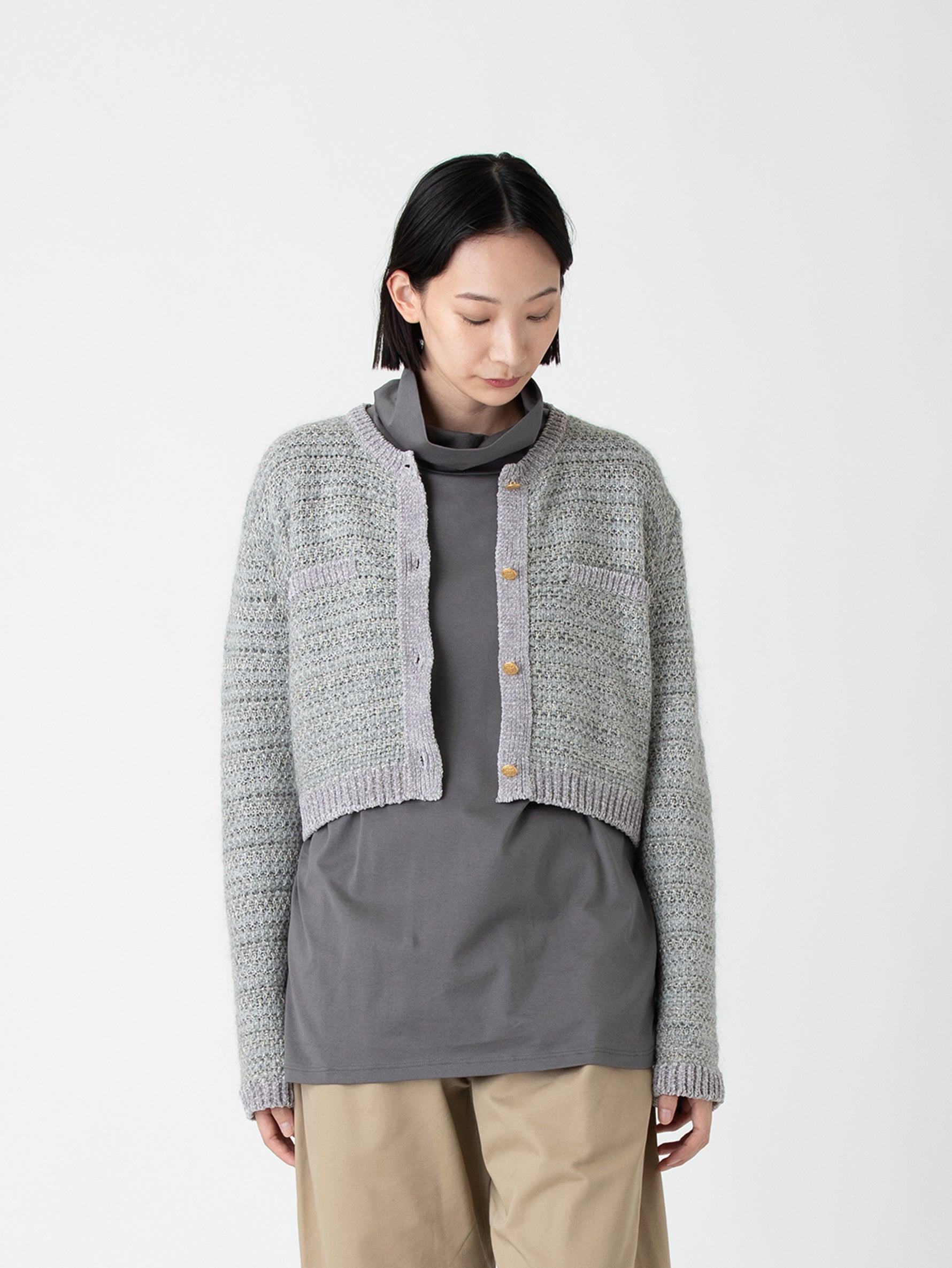 enrica | ラメボーダーボレロ風カーディガン KNIT165