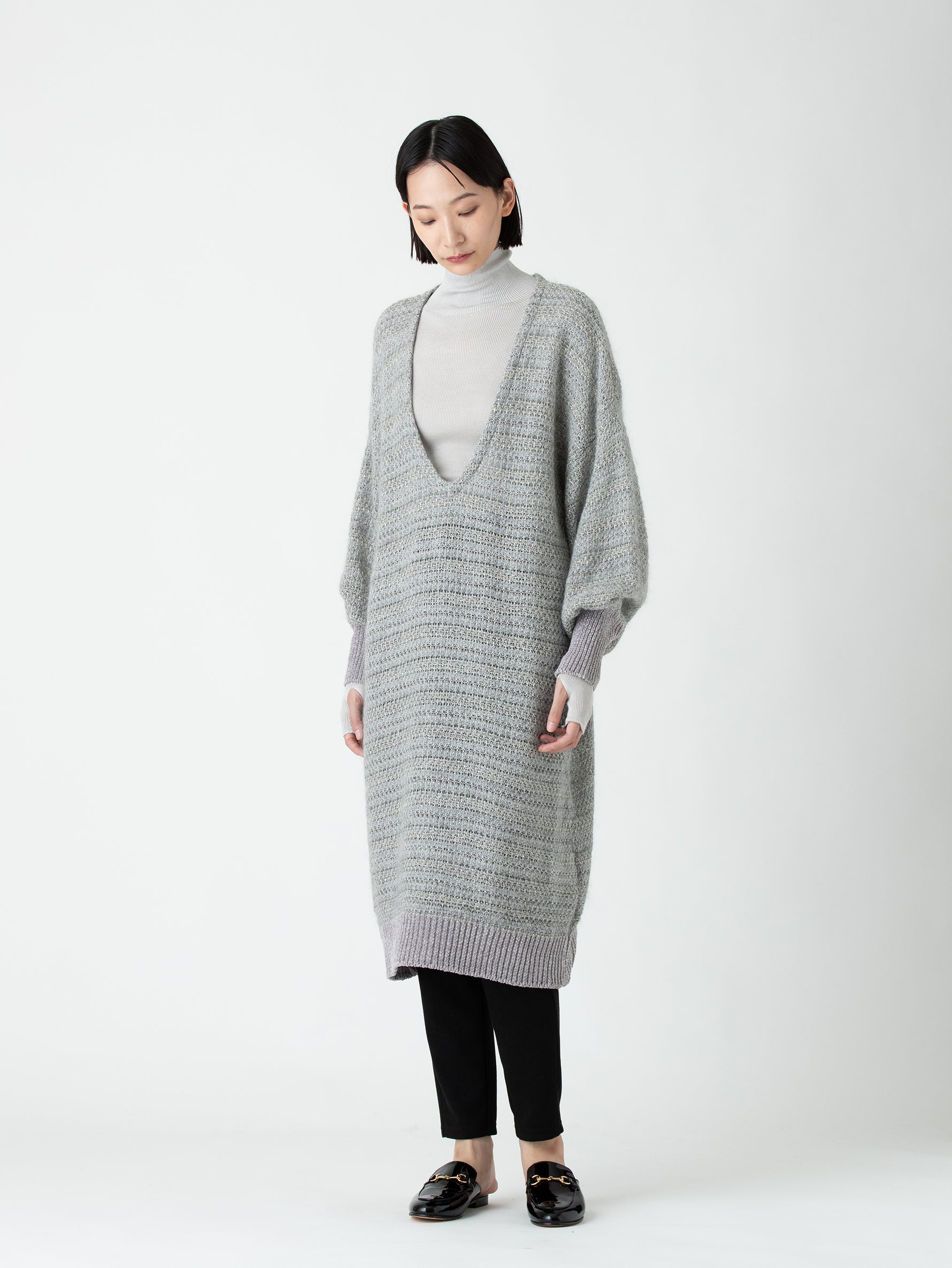 enrica | ラメボーダーマキシ丈ワンピース KNIT163 – H+HELIOTROPE