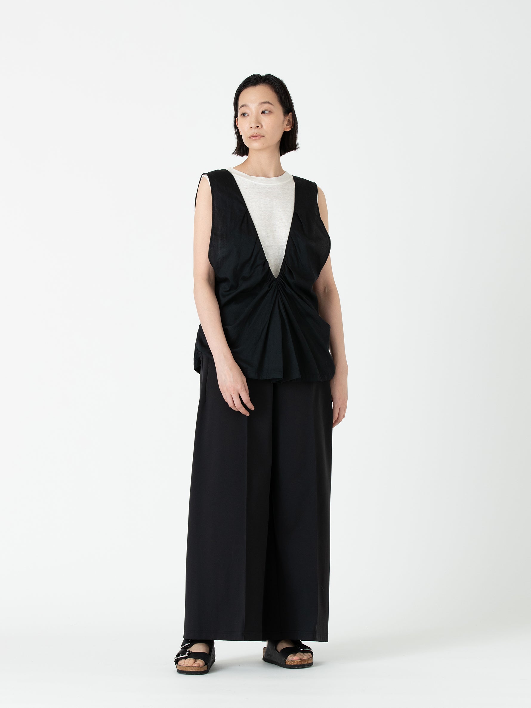 BATONER | WASHED LINEN A-LINE NO SLEEVE BN-24SL-062