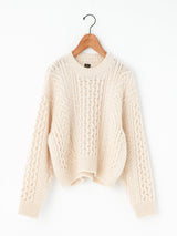 BATONER | ブルーフェイスアランクルーネックニット