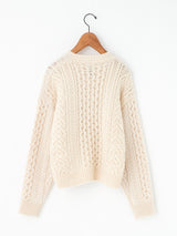 BATONER | ブルーフェイスアランクルーネックニット