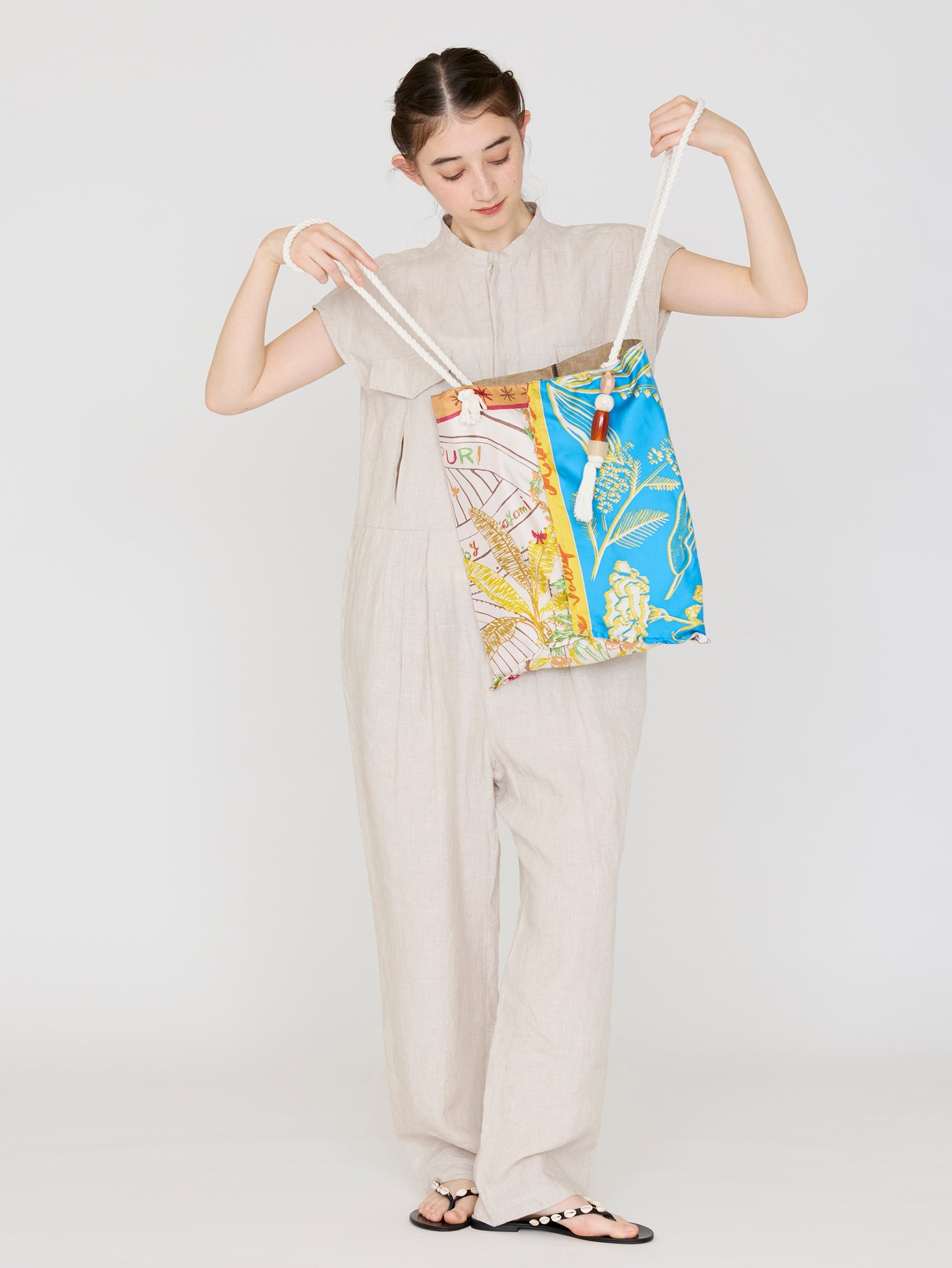 manipuri | <ロープリバーシブルプリントトートバッグL>フローラ 0161252213