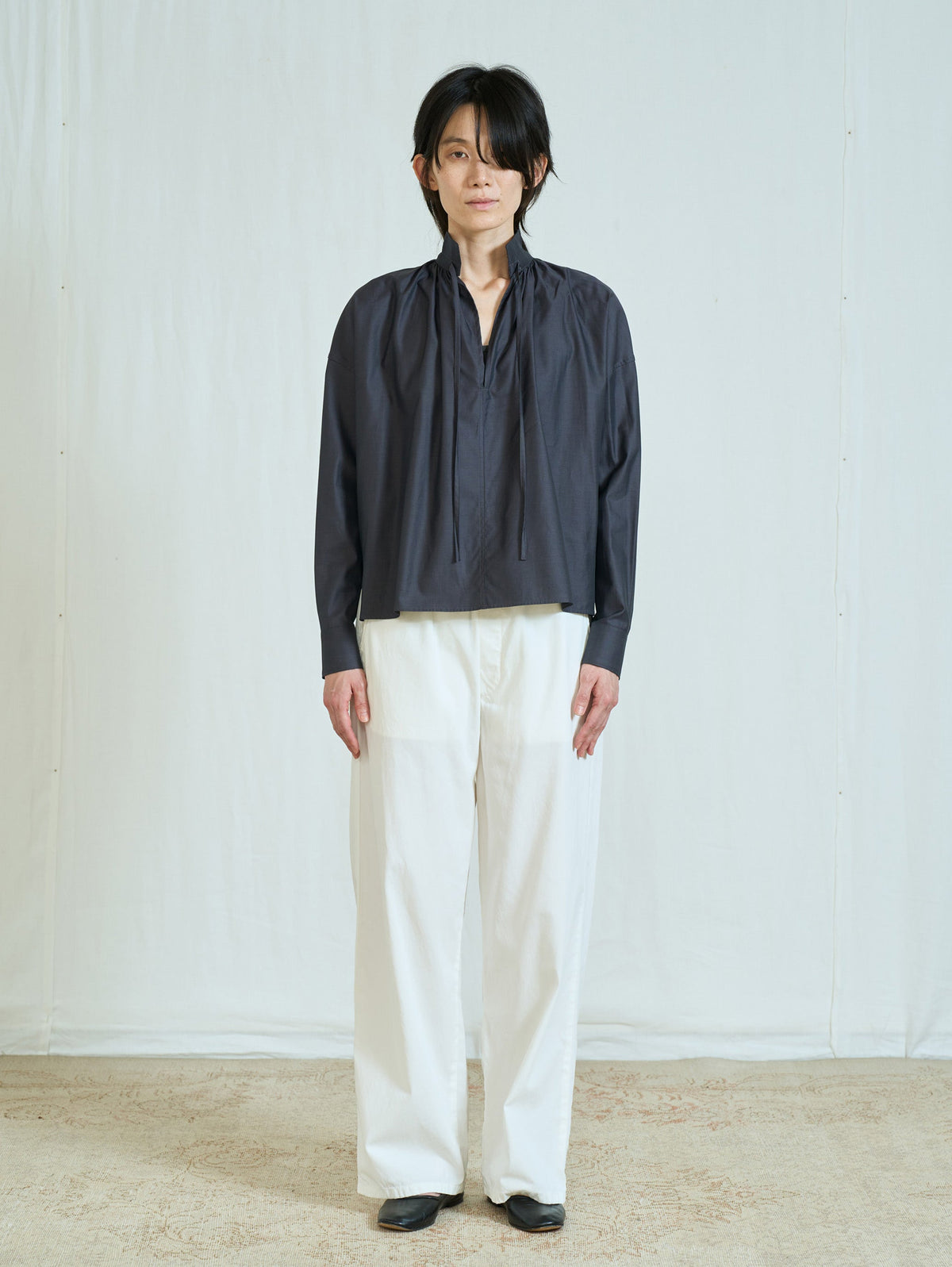 TICCA | スキッパーギャザーシャツブラウス TBFA-105