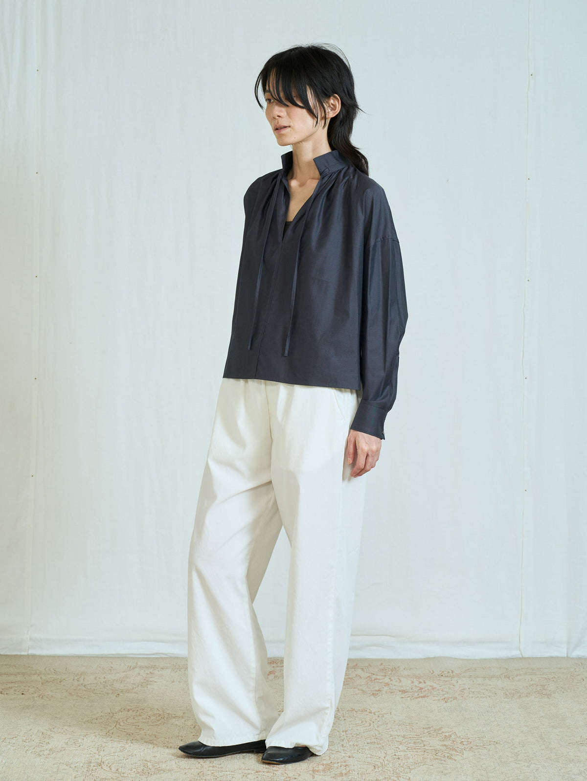 TICCA | スキッパーギャザーシャツブラウス TBFA-105