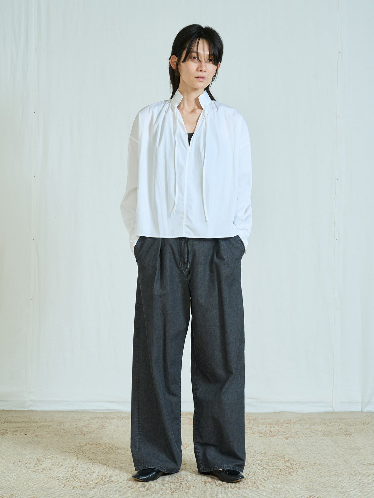 TICCA | スキッパーギャザーシャツブラウス TBFA-105