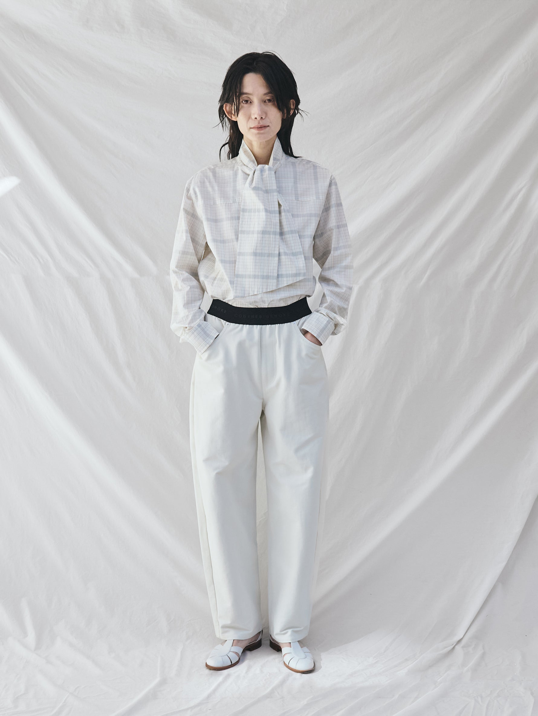 BOWTE | FINX COTTON GRID GRAPH CHECK BOW BLOUSE 261-01-0002