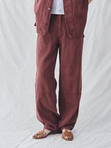 BOWTE | COTTON LINEN BOILE PIECE DYED DOUBLE KNEE PANTS 261-04-0003