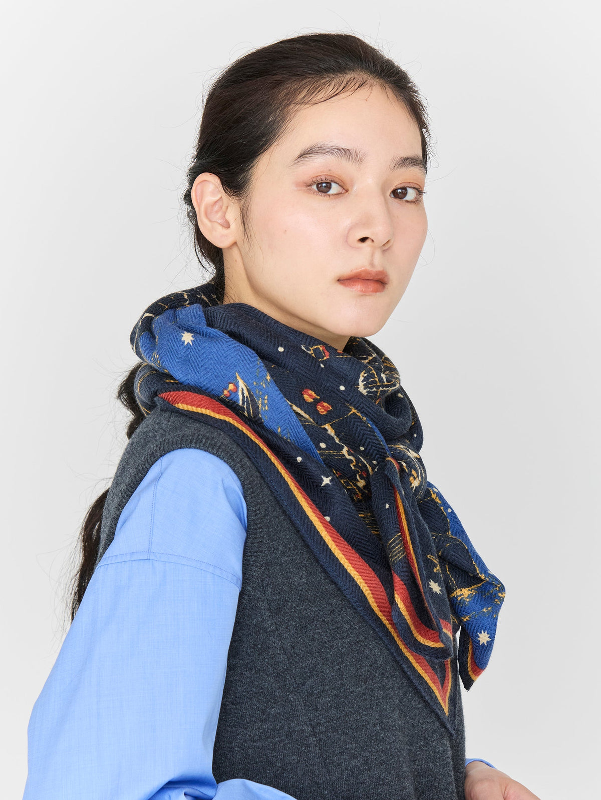 manipuri | <ウールシルクストールヘリンボーン織120>ゴールデンナイト 0163333002