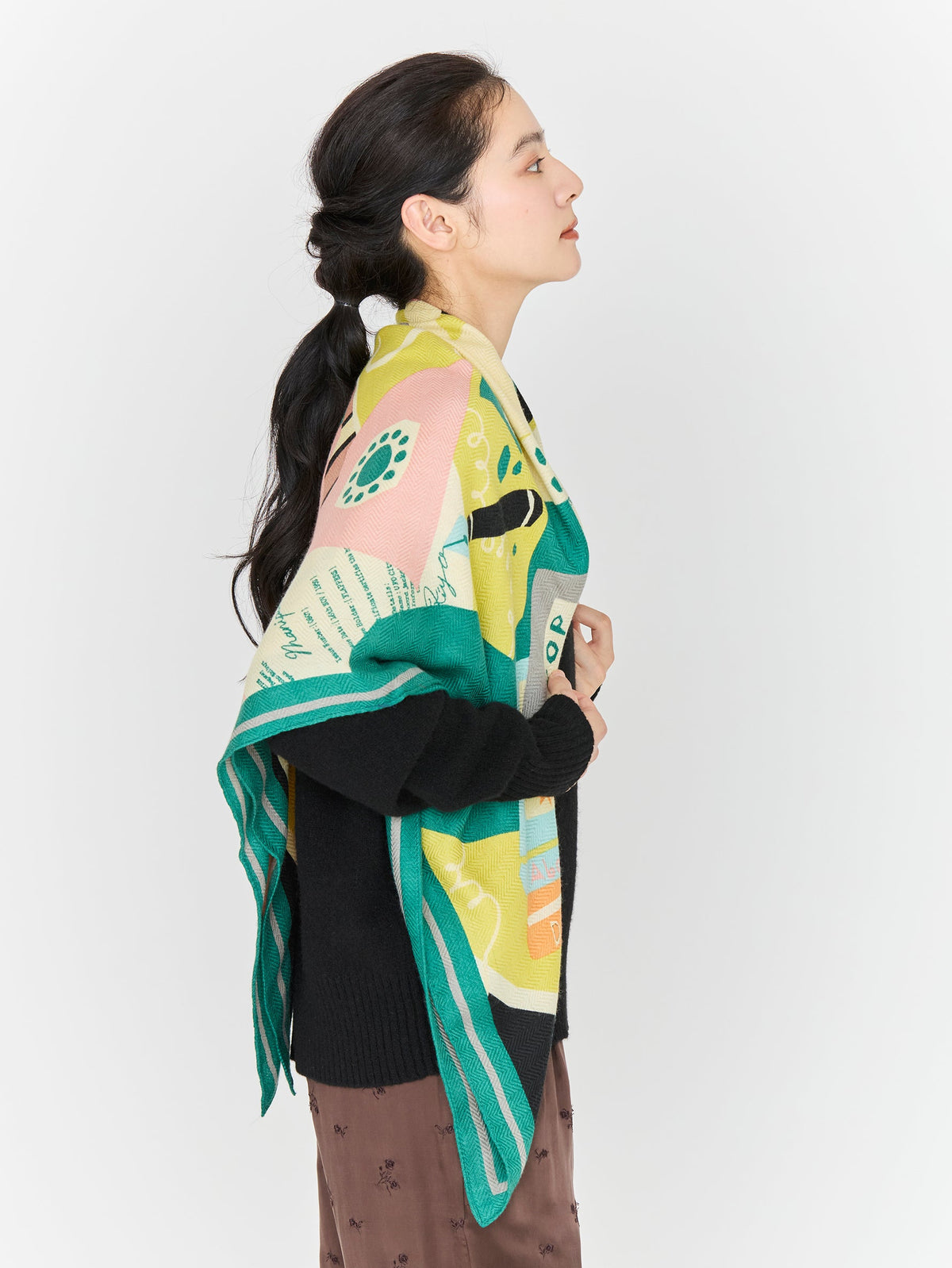 manipuri | <ウールシルクストールヘリンボーン織120>タイプライター 0163333001