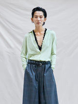 MAYDI | CONEXION Flower crochet stich w/buttons Bra Top(For Women)