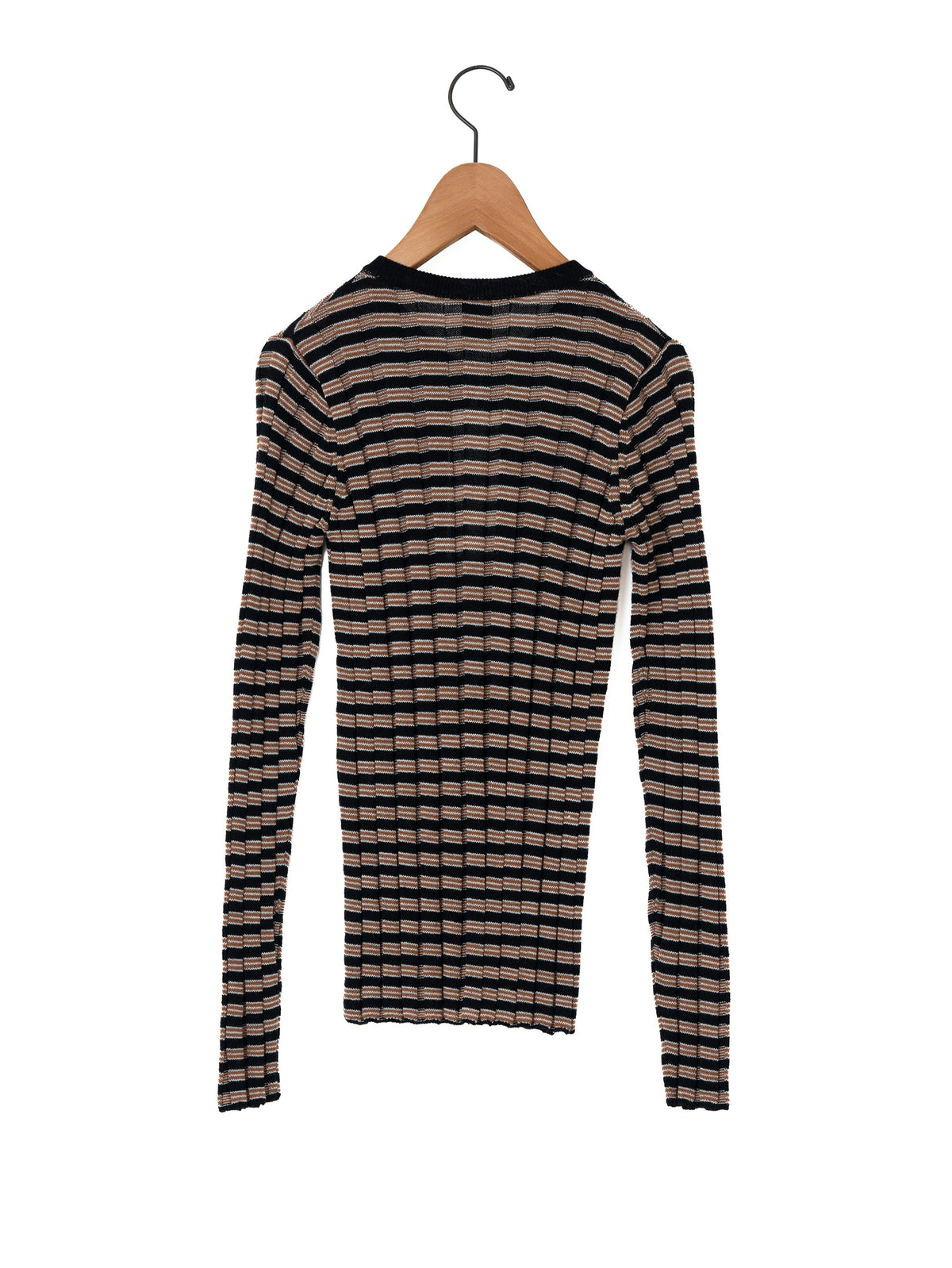 BATONER | SOLID WOOL WIDE RIB BORDER CREW NECK CARDIGAN BN-26FL-020