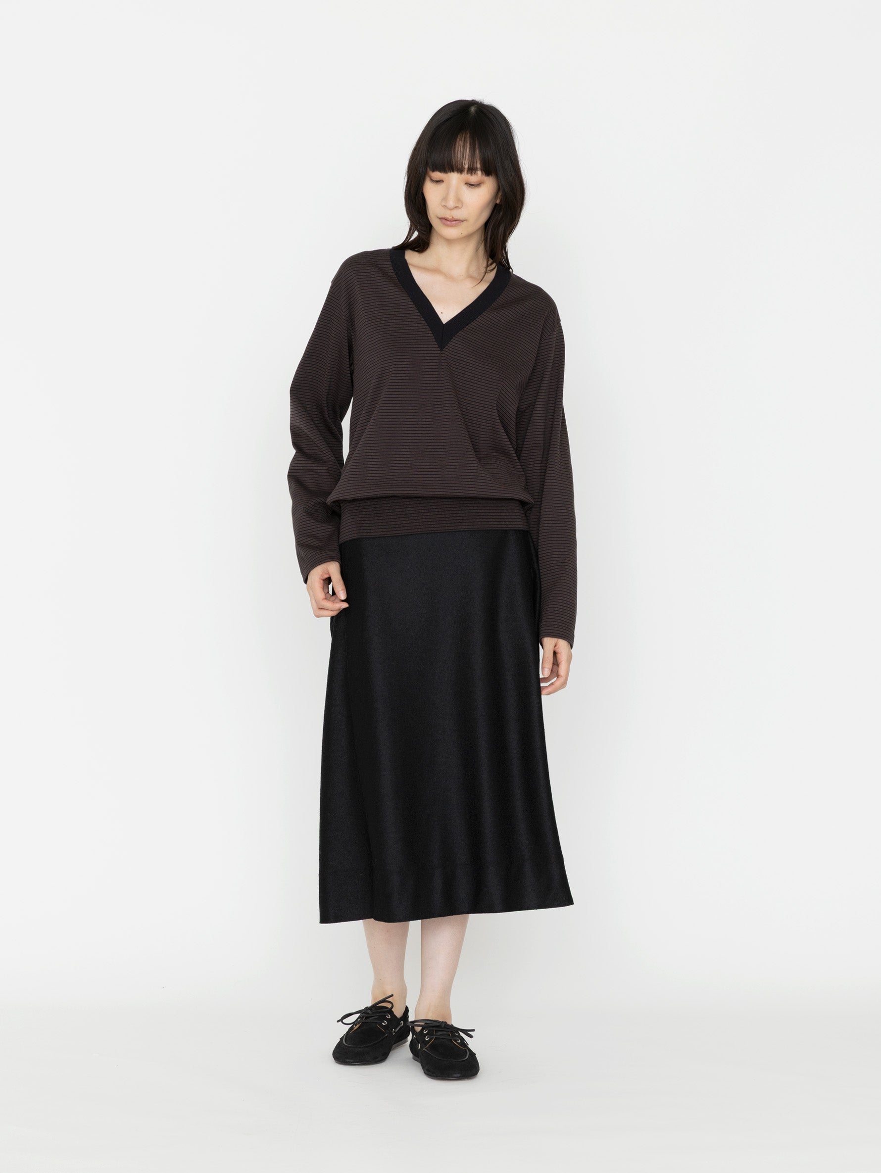 BATONER | BLOWSING V NECK LONG SLEEVE T-SHIRT BN-26FL-005