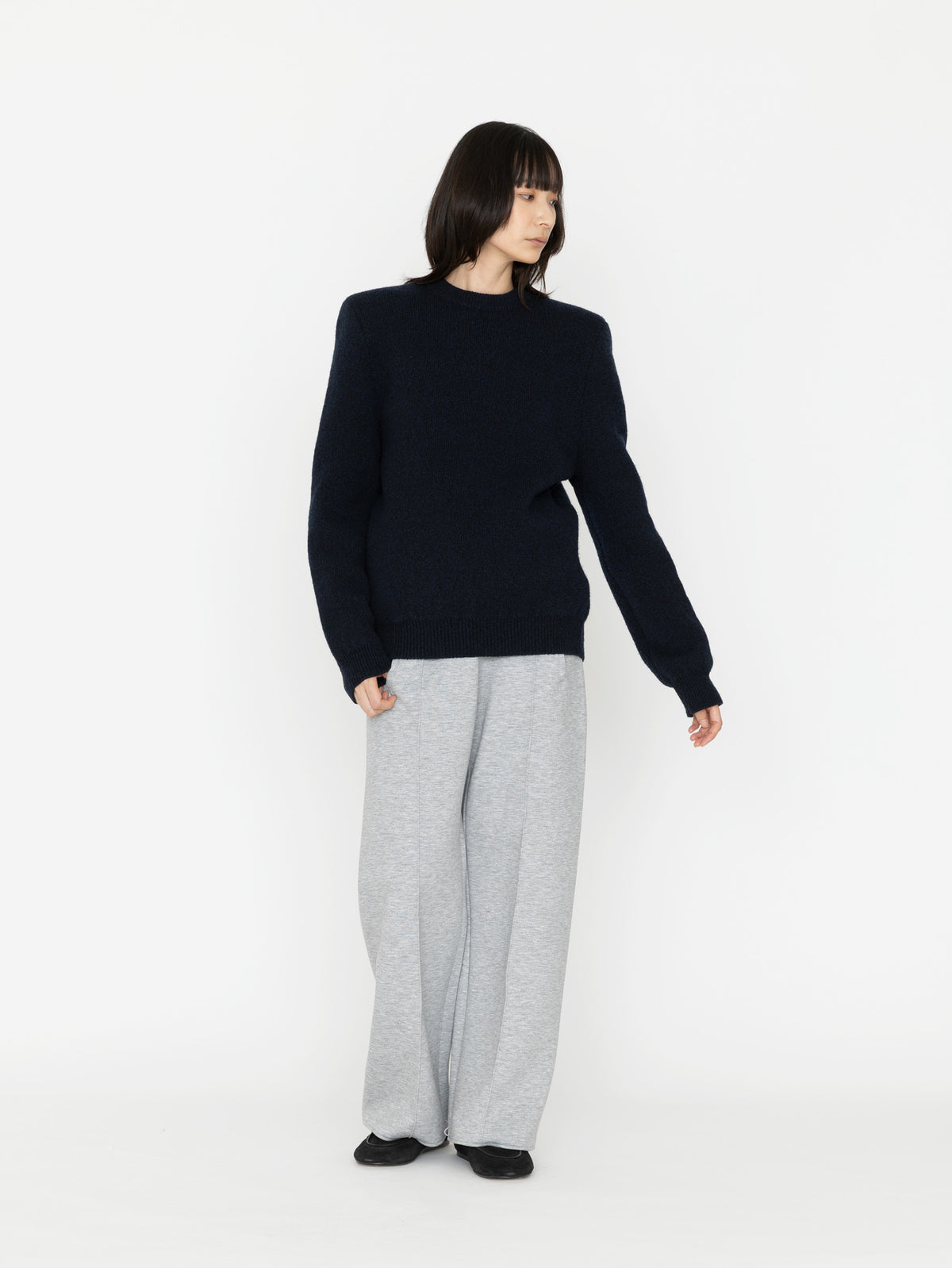 BOWTE | ITALIAN YARN IRISH CASHMERE MELANGEPADDED CREW KNIT 262-03-0002