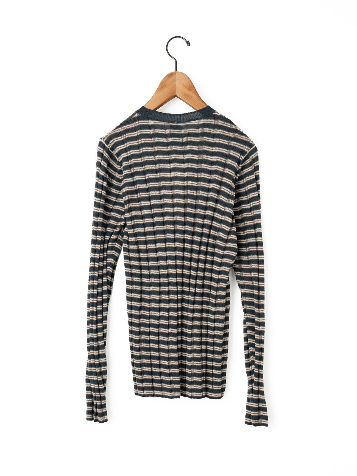 BATONER | SOLID WOOL WIDE RIB BORDERCREW NECK BN-26FL-019