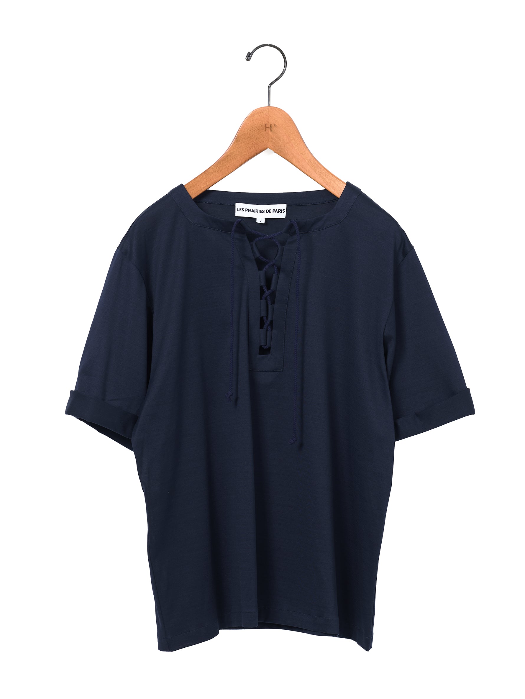 LES PRAIRIES DE PARIS | HAUT GAYA-JJ レースアップTシャツ