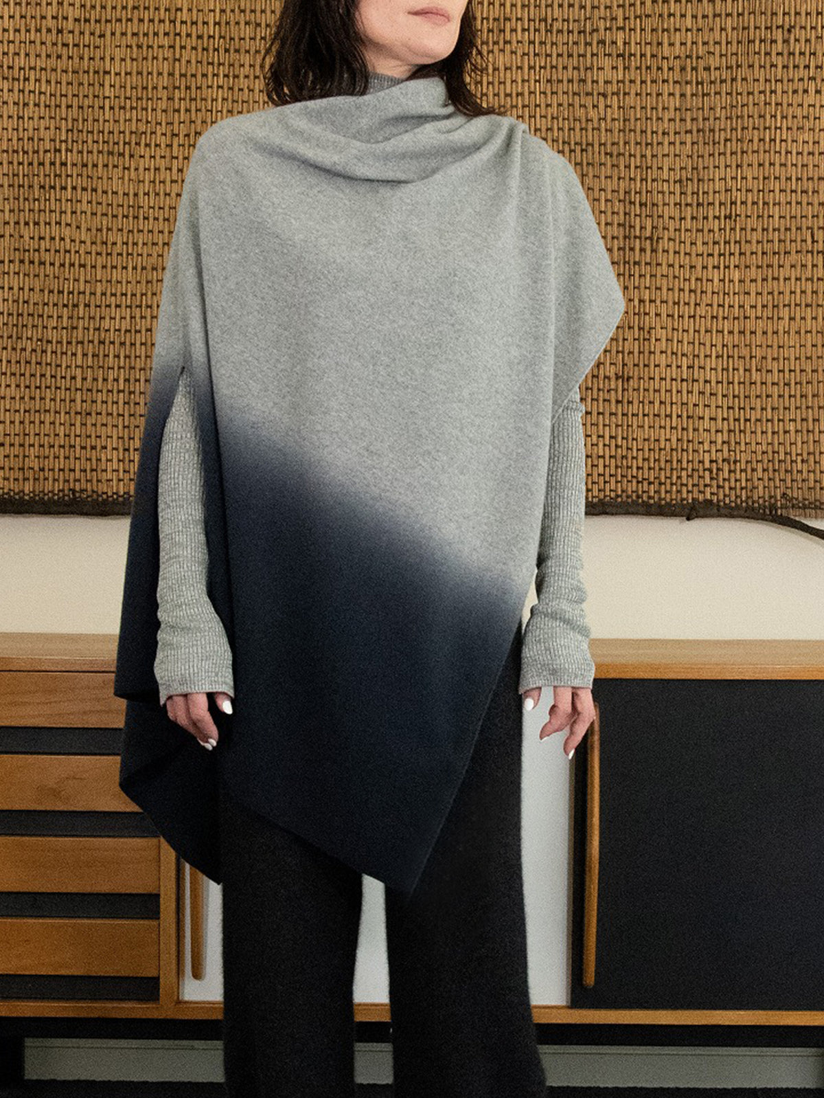 enrica | 天竺編みウールニットケープポンチョ KNIT281-1