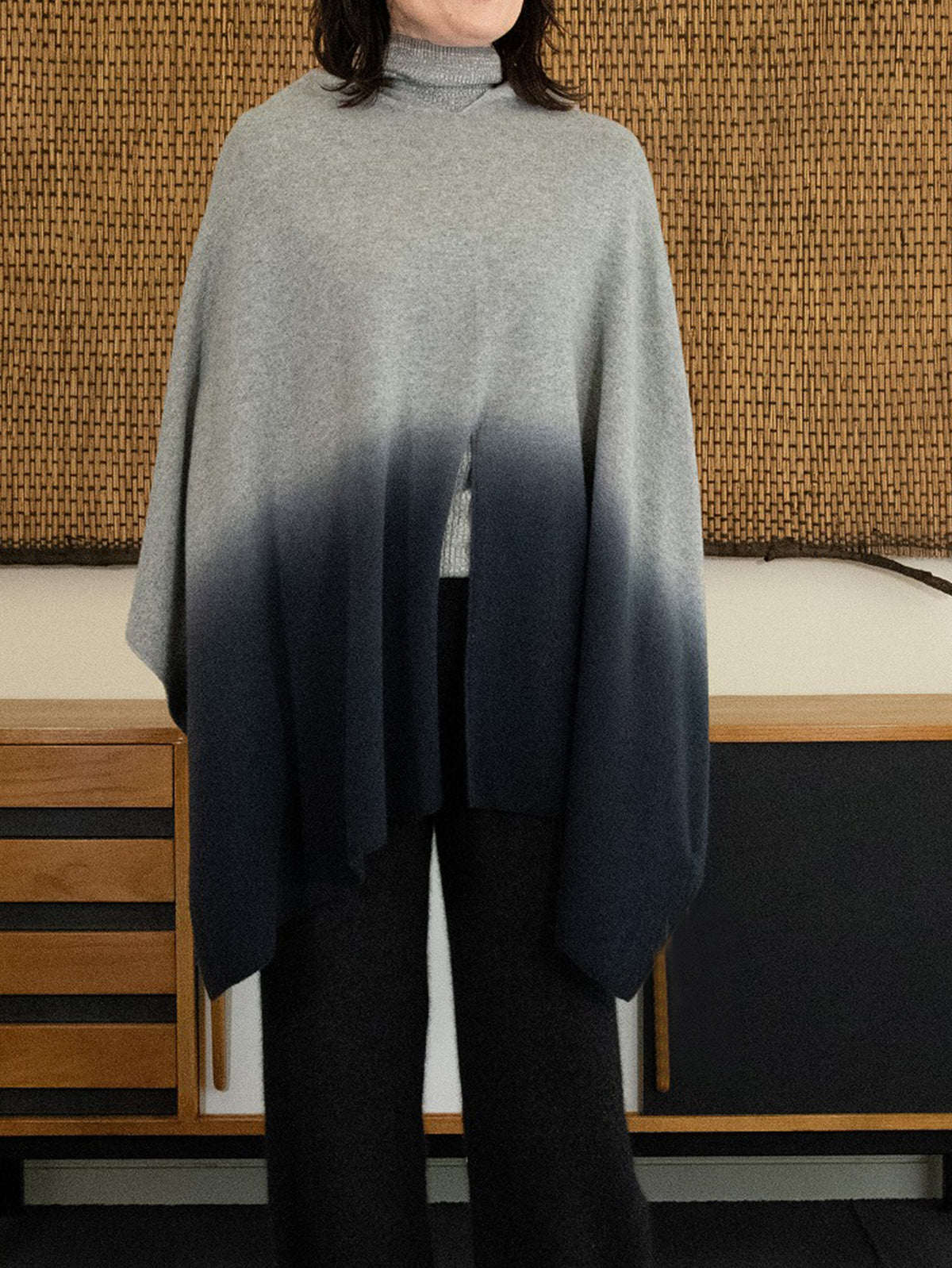 enrica | 天竺編みウールニットケープポンチョ KNIT281-1