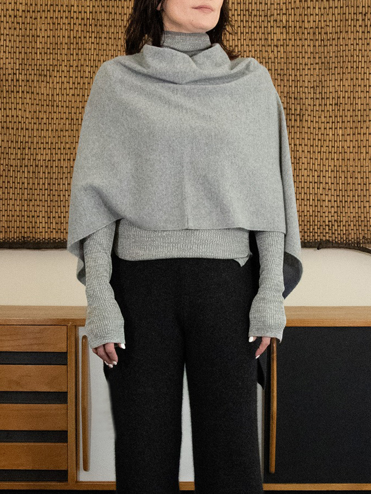 enrica | 天竺編みウールニットケープポンチョ KNIT281-1
