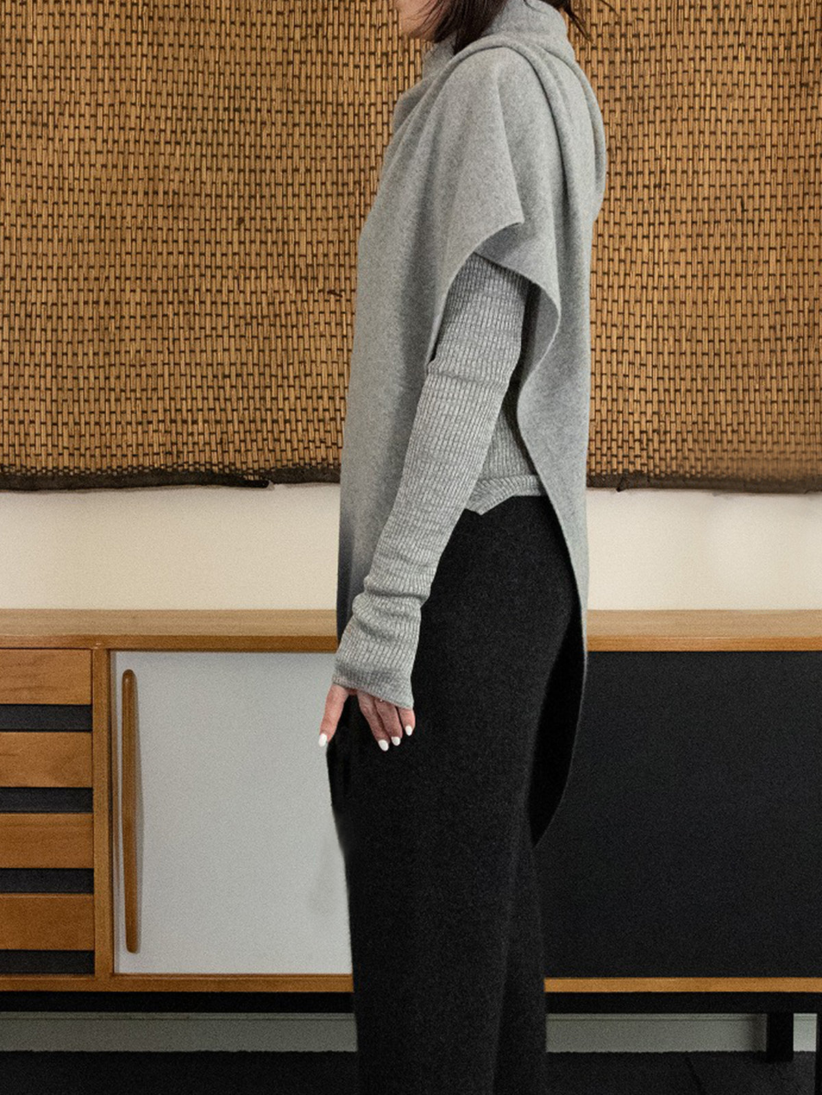 enrica | 天竺編みウールニットケープポンチョ KNIT281-1