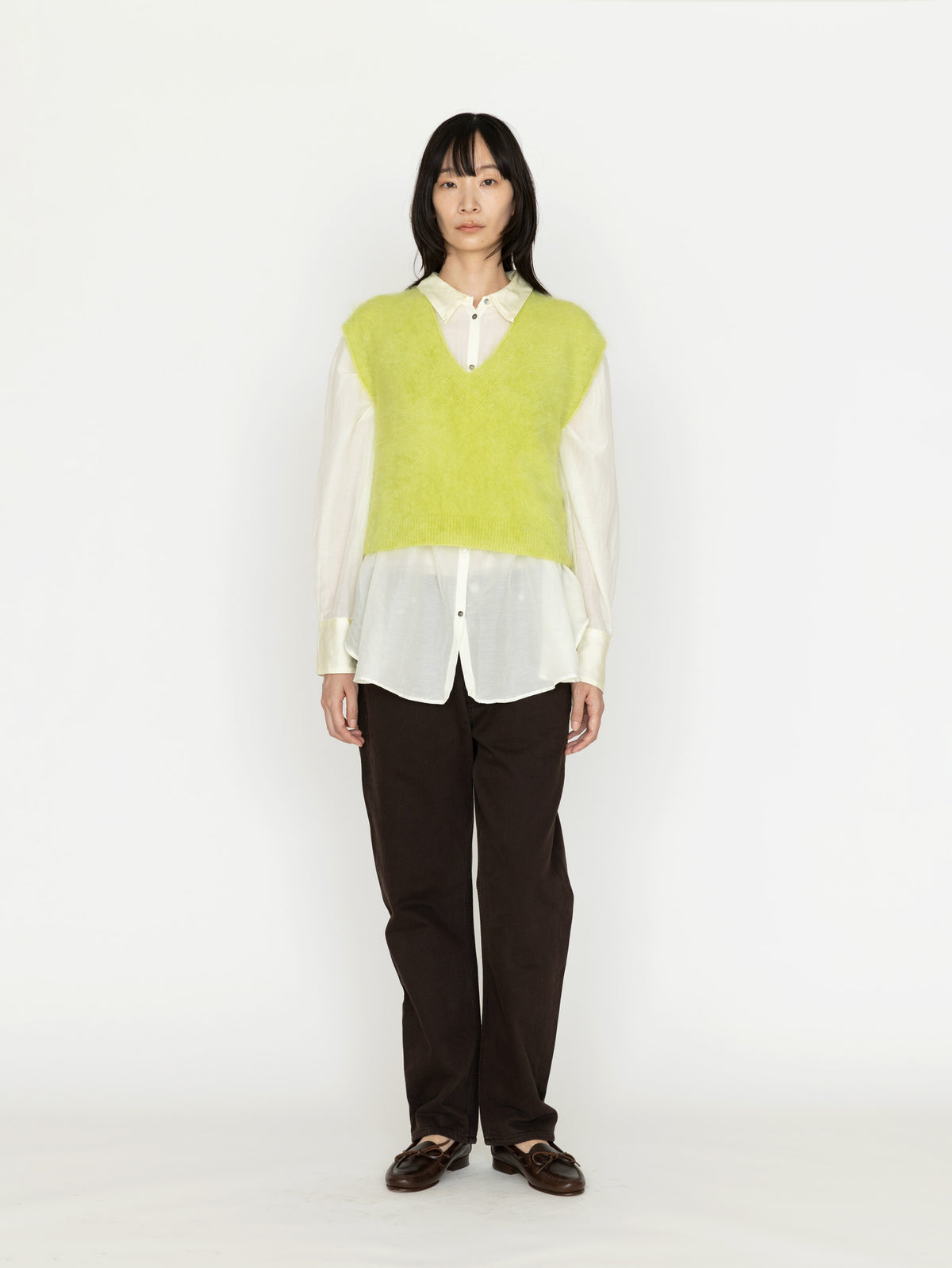 enrica | カシミヤシャギーVネックニットベスト KNIT149