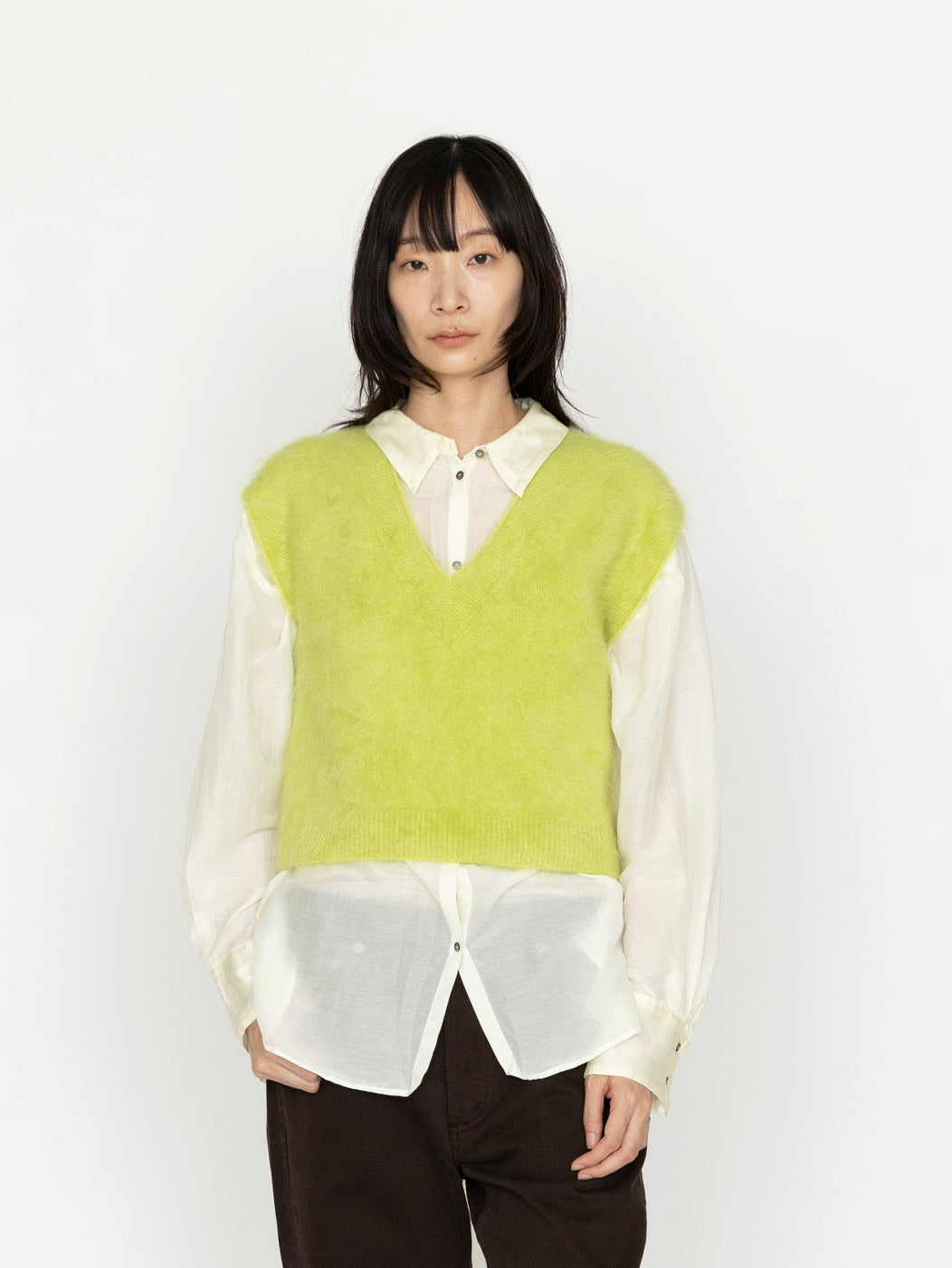 enrica | カシミヤシャギーVネックニットベスト KNIT149